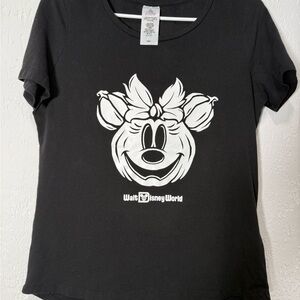 Disney World 2024 Halloween Minnie Pumpkin Glow in the Dark Womens Shirt MEDIUM